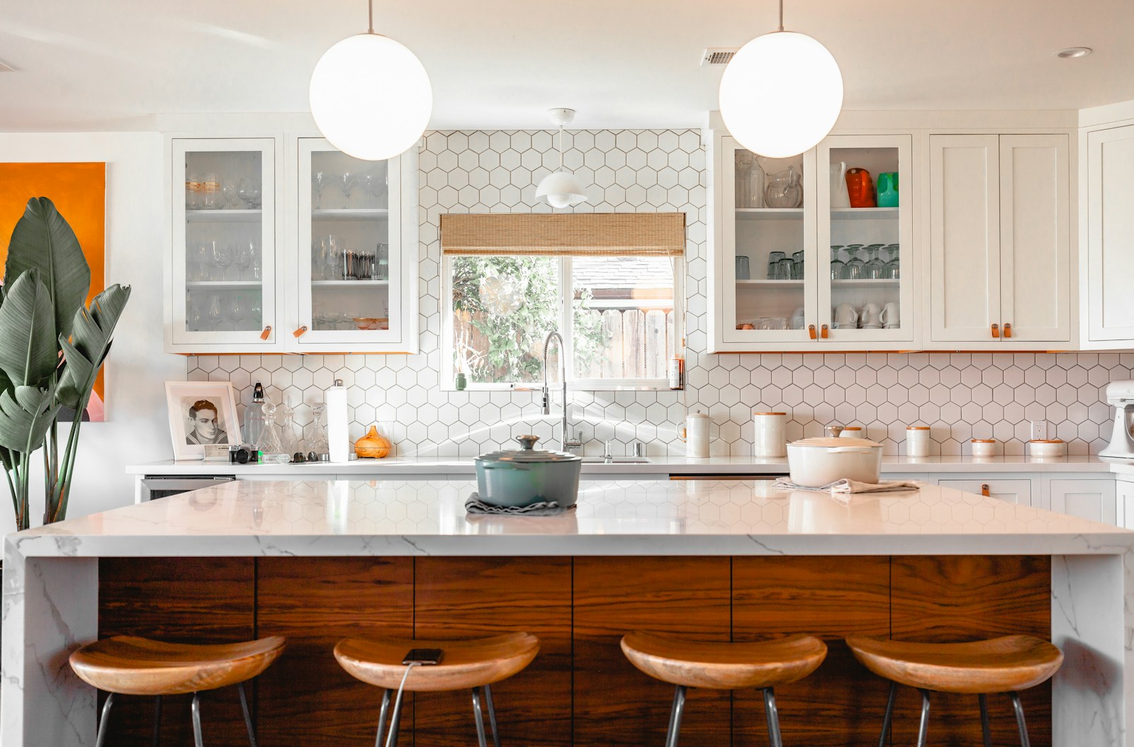 Family home interior with a mesh Wi-Fi node on an open console table.